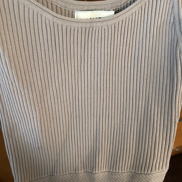 Nicholas Alixia Mixed Rib Knit Straps Midi Dress In Beige size XS - Picture 6 of 7